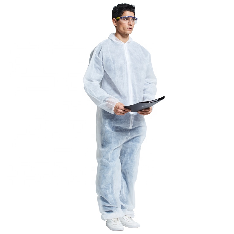 Unisex white protective coverall